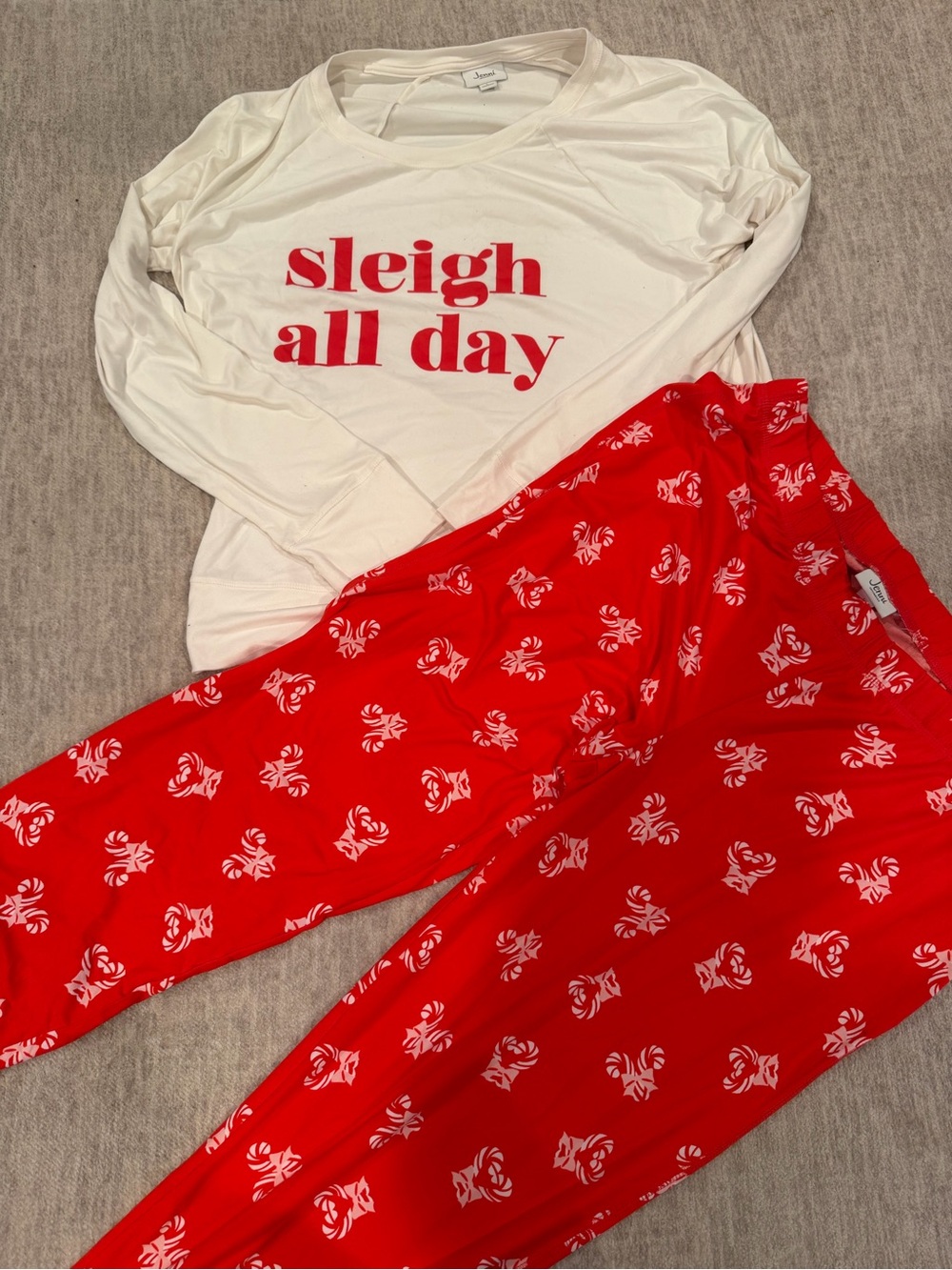 Sleigh All Day Jenni Red & White Pajama Set